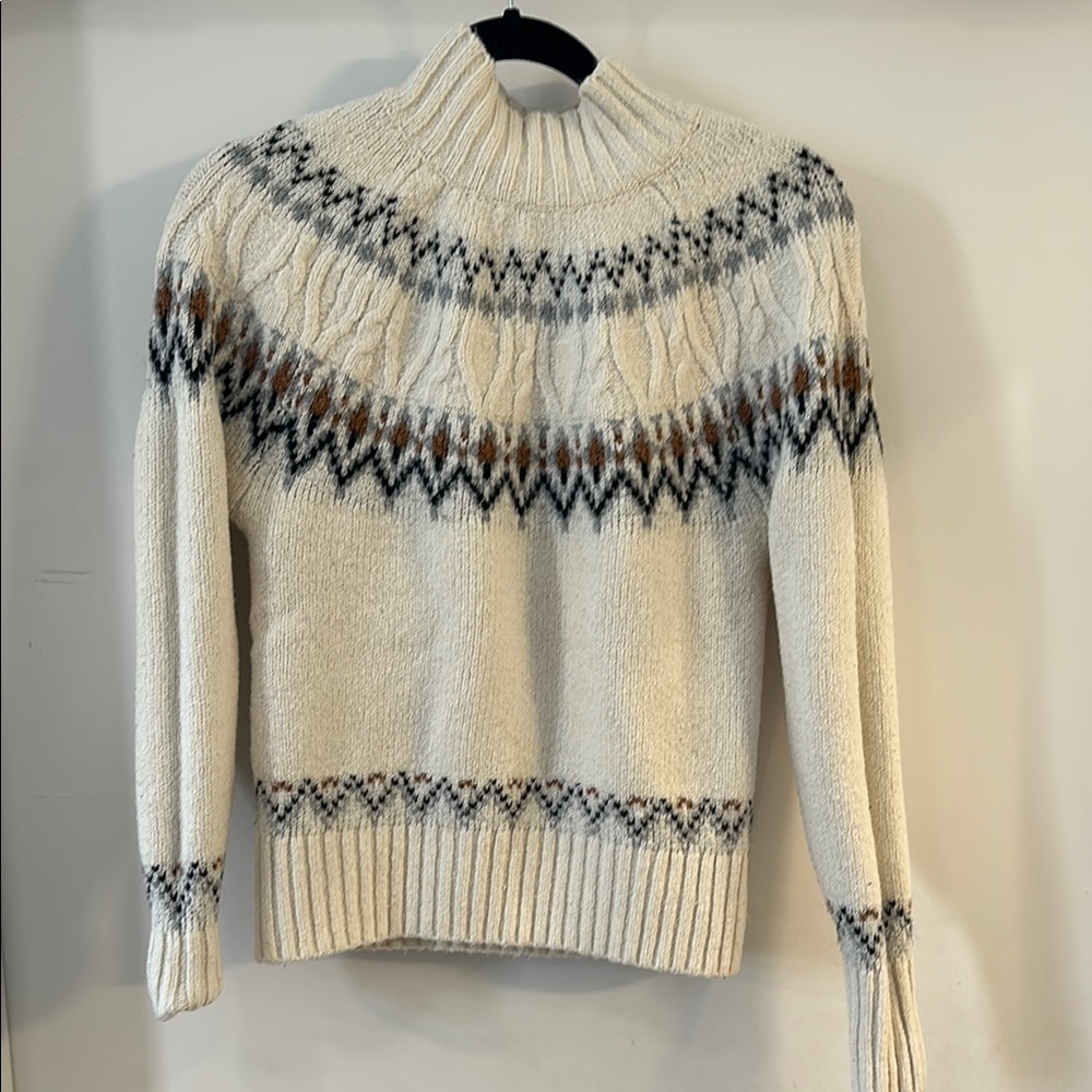 Nicole Miller White and Black Cowl Neck Sweater